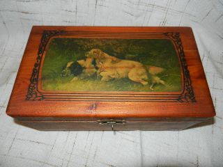 Antique Vintage Cedar Wood Shelac Box Trinket Dresser Vanity Jewelry photo