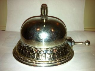 Antique Silver Plate Counter Hotel Call Service Desk Bell photo