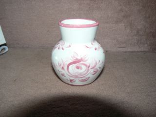 Small 2 3/4 Inch High By 2 In Wide Hand Made In Portugal Pink & White Bud Vase photo