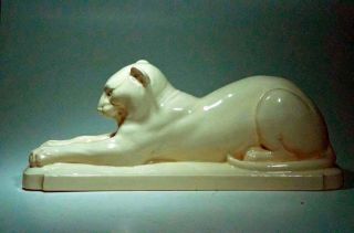A Art Deco Ceramic Lioness Figure,  1930 Circa photo