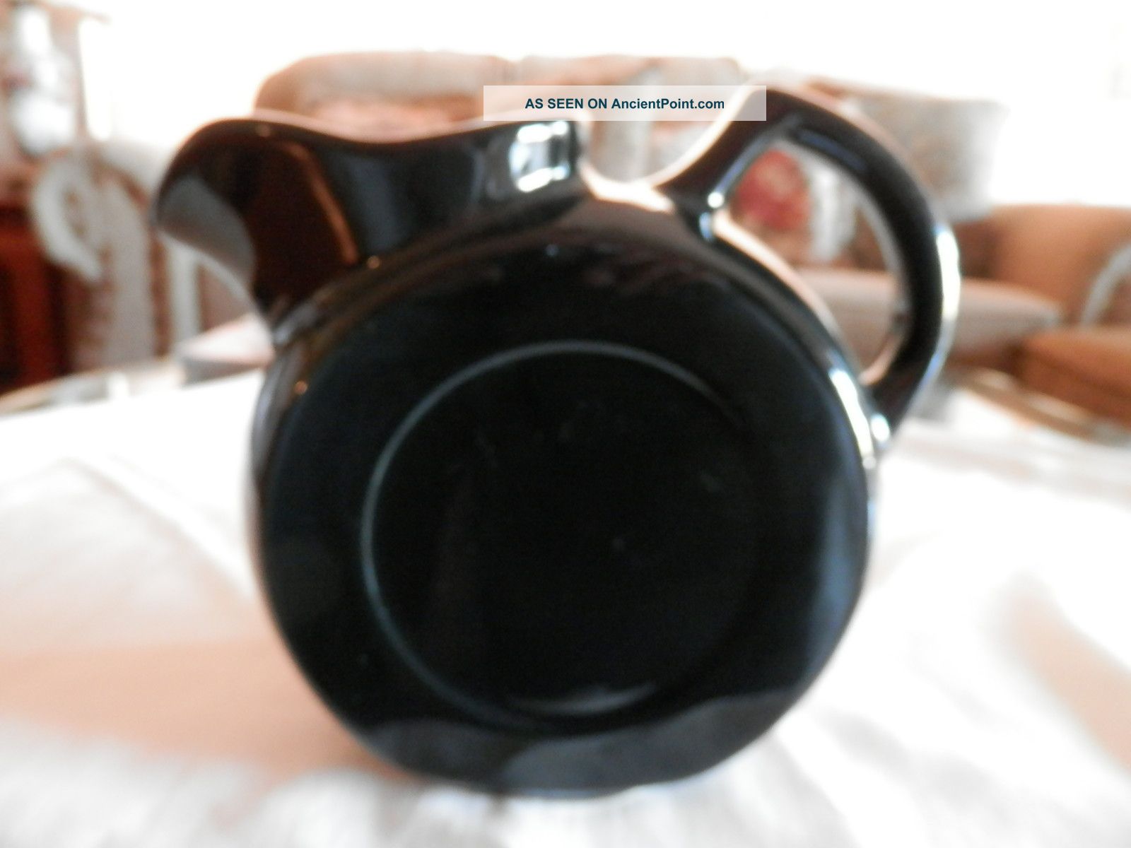 Pitcher Vintage California Pottery Usa Black Circle Design Deco Style Pitchers photo