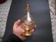 Art Nouveau French Intaglio Glass Copper Cologne Bottle Perfume Bottles photo 2