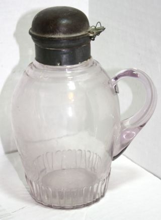 Antique Syrup Pitcher Old Pink Glass photo