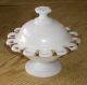 Pedestal Milk Glass/gold Trim Candy Dish_vintage Footed Lace Table Center Bowl Bowls photo 2