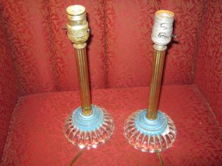 Vintage Glass Table Lamps Pair 40 - 50 ' S photo