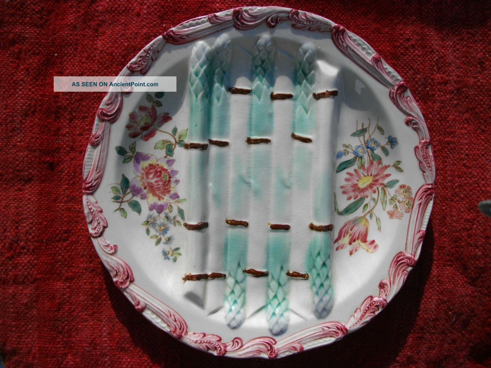 Antique Majolica Asparagus Plate - Longchamp (france) Plates & Chargers photo