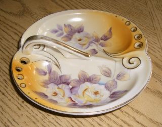 Vintage Floral Ceramic_decorative Divided Serving Plate_orange/purple/gold_dish photo