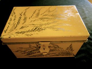 Tole Box Painted In Paris In 1800s,  Mustard/gold Painting,  Deed Or Documents photo