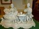 Man Woman With Dog Figurine White Porcelain Germany? Victorian Couple At Table Figurines photo 1