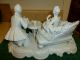 Man Woman With Dog Figurine White Porcelain Germany? Victorian Couple At Table Figurines photo 4