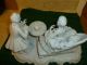 Man Woman With Dog Figurine White Porcelain Germany? Victorian Couple At Table Figurines photo 5