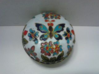 Antique Asian White Cloisonne Box With Butterfly Late 1800 ' S - Early 1900 ' S photo