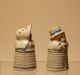 19th C.  Kate Greenway Porcelain Boy & Girl Salt Pepper Shaker Figurines Salt & Pepper Shakers photo 1