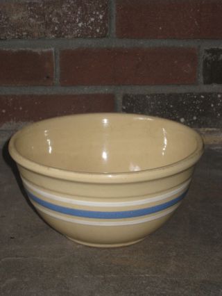 Yellowware Mixing Bowl With Blue & White Bands - 4 1/8 