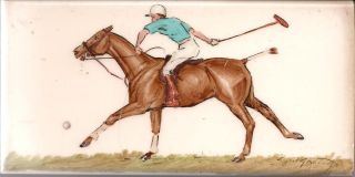 Vintage Tile With Artist Signature Polo Pony And Player photo