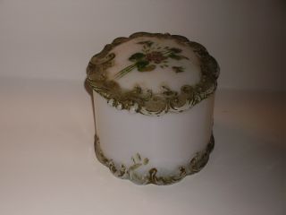 Antique Milk Glass Container Jar With Lid photo