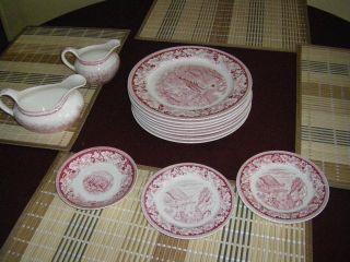 Currier And Ives Homer Laughlin Red China photo