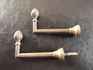 French Vintage Curtain Drape Tieback Hooks In Brass Colour Metal (med) photo