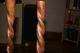Antique Primitive Hand Carved Wooden Barley Twist Candle Stick Holders Primitives photo 2