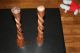 Antique Primitive Hand Carved Wooden Barley Twist Candle Stick Holders Primitives photo 5