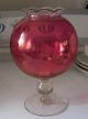 Footed Rose Bowl Vase In Cranberry Pink Glass 8 Inches Tall Clear Base Vases photo 1
