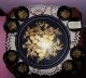 Vtg 9 Piece Beverage Set Tray & 8 Coasters Gold Cherries On Black Toleware Toleware photo 1
