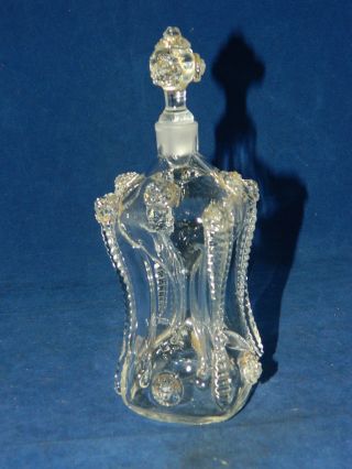 Antique Hand Blown Hour Glass Bottle With Stopper photo