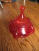 Vtg Red Italian Hand Blown Panel Optic Art Glass Apothecary Candy Jar Compote Jars photo 3