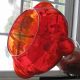 Vtg Red Italian Hand Blown Panel Optic Art Glass Apothecary Candy Jar Compote Jars photo 6