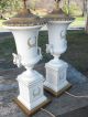 Vintage,  Classical Porcelain Urn Lamps,  White With Gold Trim Decorative Lamps Pair Lamps photo 9