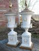 Vintage,  Classical Porcelain Urn Lamps,  White With Gold Trim Decorative Lamps Pair Lamps photo 1
