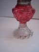 Vintage Candlewick Base Ruby Flash Bullseye Fluted Shade Miniature Oil Lamp Lamps photo 1