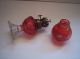Vintage Candlewick Base Ruby Flash Bullseye Fluted Shade Miniature Oil Lamp Lamps photo 3