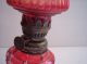 Vintage Candlewick Base Ruby Flash Bullseye Fluted Shade Miniature Oil Lamp Lamps photo 8