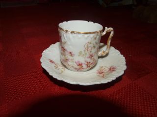 Antique Tea Cup And Saucer Set Elite Limoges Made In France Fine China photo
