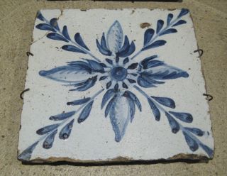 Two (2) Antique Blue And White Tiles Delft photo