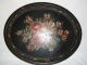 Large Vtg Tole Painted Oval Tin Serving Tray Toleware photo 1