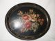 Large Vtg Tole Painted Oval Tin Serving Tray Toleware photo 2