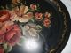 Large Vtg Tole Painted Oval Tin Serving Tray Toleware photo 4