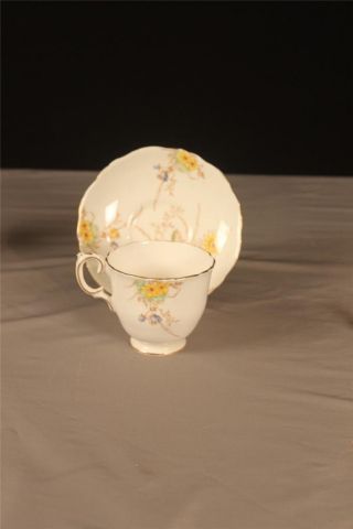 19th Cnty Staffordshire Hand Painted Decorative Fine Bone Cup Saucer Numbered photo