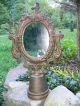 Antique Victorian Style Cast Iron Mirror Frame - Swivel,  W/h Pedestal - 20 