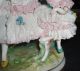 Vintage Dresden Lady Mother With Children And Lamb Lacy Porcelain Figurine Figurines photo 2
