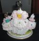 Vintage Dresden Lady Mother With Children And Lamb Lacy Porcelain Figurine Figurines photo 6