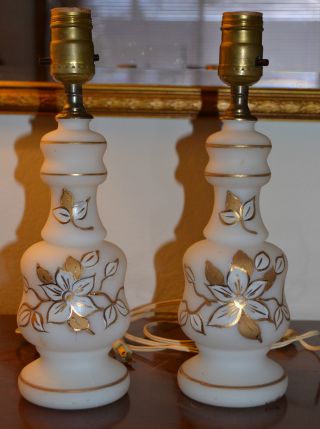 Vintage Bristol Glass Lamps With Gold Designs photo