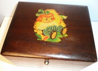 Antique Victorian Nouveau Leprechaun Trinket/jewelry Wooden Box Dovetailed Wood photo