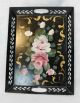 Vintage Country Pastel Flowers Hand Painted Toleware Tray In Very Good Condition Toleware photo 1