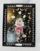 Vintage Country Pastel Flowers Hand Painted Toleware Tray In Very Good Condition Toleware photo 2
