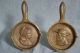 Vintage Or Antique John Wright Cast Brass Pans With Amish Man And Woman - Rare Metalware photo 2