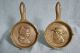 Vintage Or Antique John Wright Cast Brass Pans With Amish Man And Woman - Rare Metalware photo 3