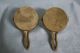 Vintage Or Antique John Wright Cast Brass Pans With Amish Man And Woman - Rare Metalware photo 4